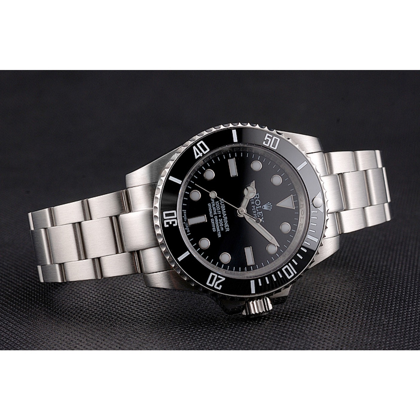 MiroTime Swiss Rolex Submariner No Date Black Dial And Bezel Stainless Steel Case And Bracelet