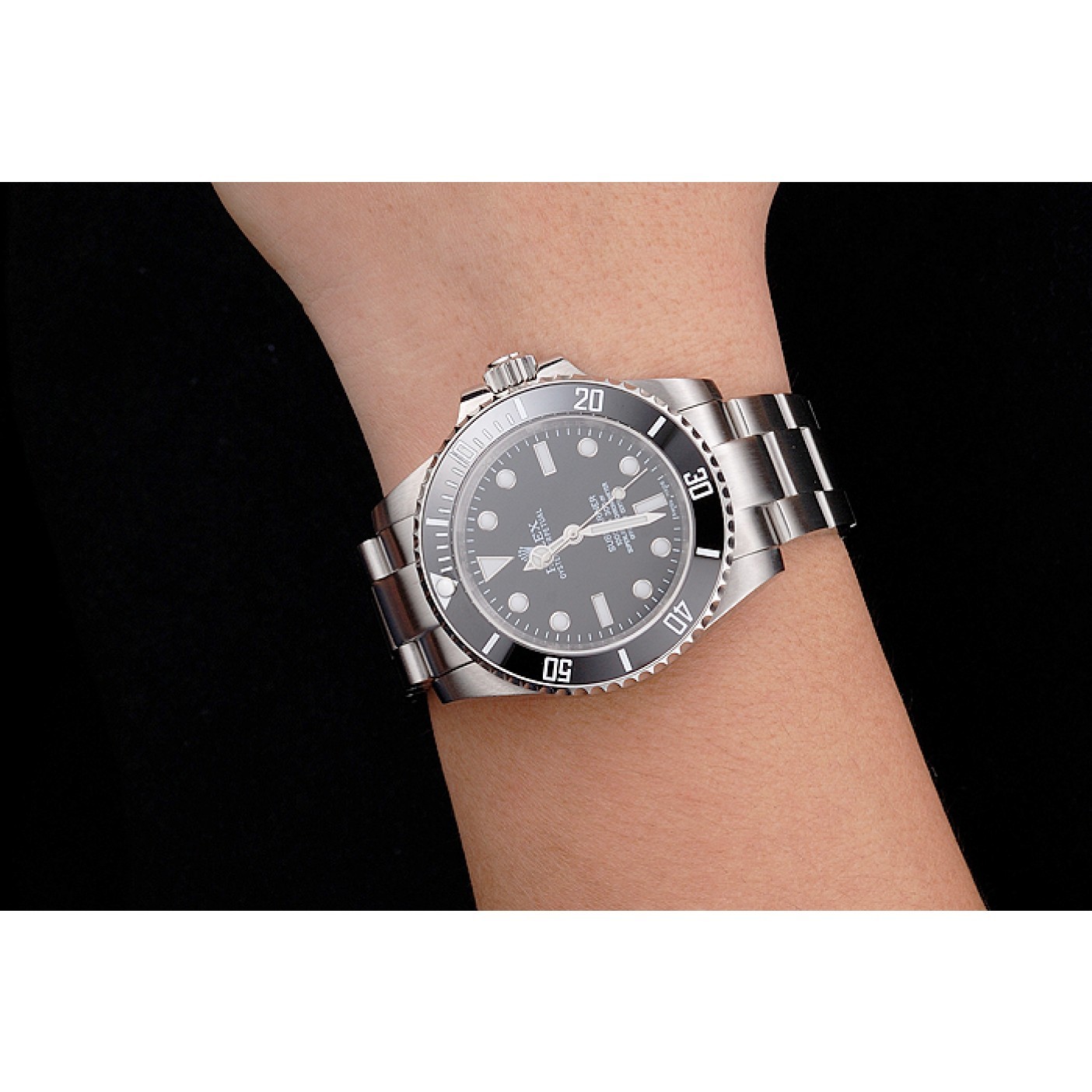 MiroTime Swiss Rolex Submariner No Date Black Dial And Bezel Stainless Steel Case And Bracelet