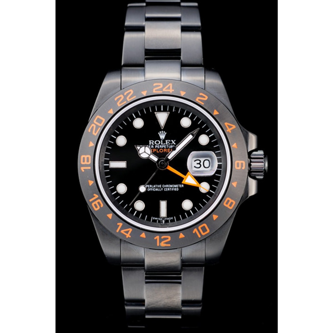 MiroTime Rolex Swiss Explorer Black Ceramic Bezel Black Dial Watch 98240