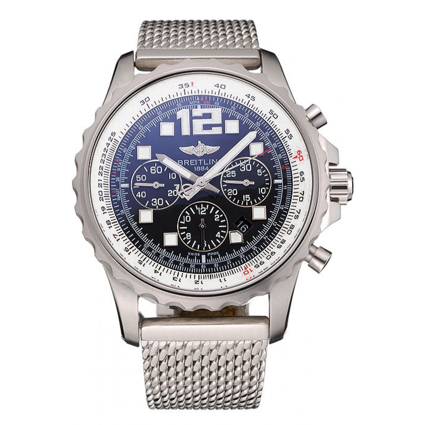 MiroTime Swiss Breitling Professional Chronospace Black Dial Stainless Steel Case And Bracelet 622874