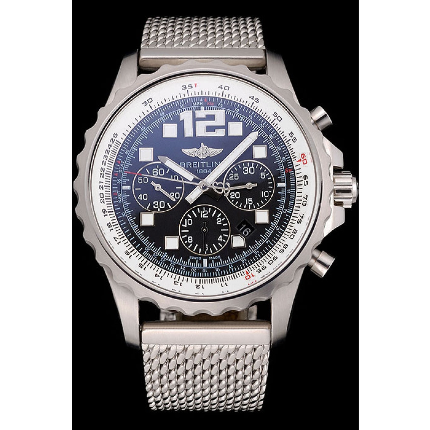 MiroTime Swiss Breitling Professional Chronospace Black Dial Stainless Steel Case And Bracelet 622874