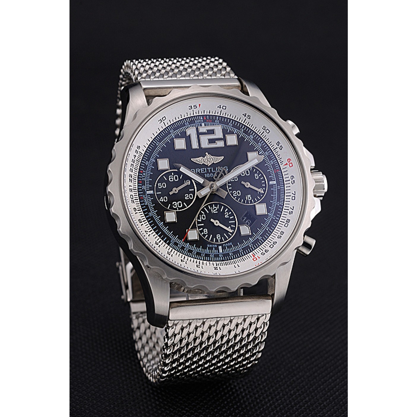 MiroTime Swiss Breitling Professional Chronospace Black Dial Stainless Steel Case And Bracelet 622874