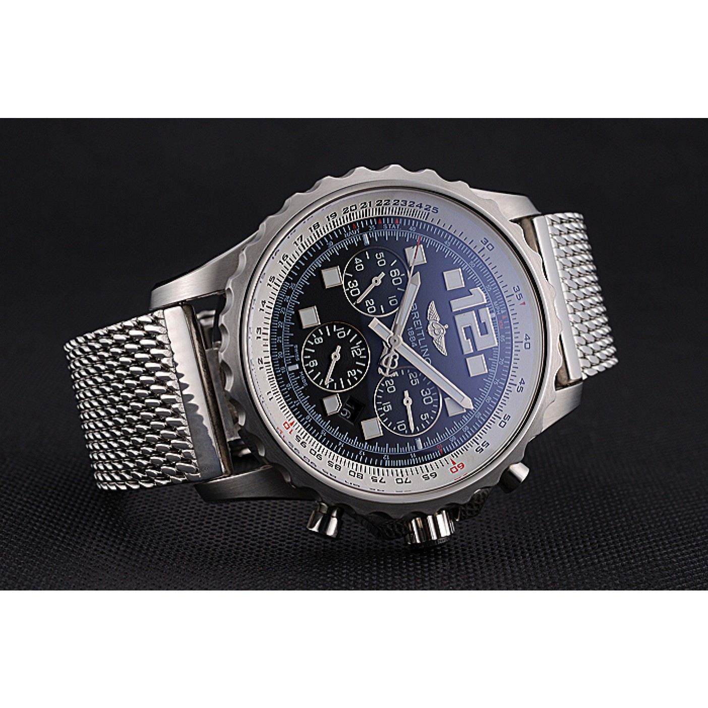 MiroTime Swiss Breitling Professional Chronospace Black Dial Stainless Steel Case And Bracelet 622874