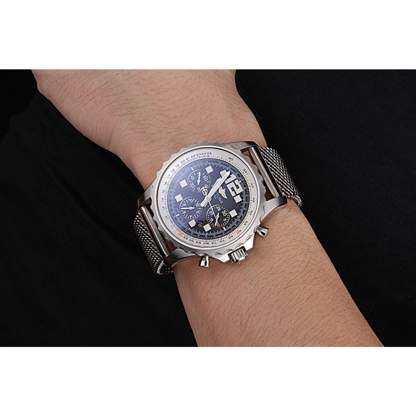 MiroTime Swiss Breitling Professional Chronospace Black Dial Stainless Steel Case And Bracelet 622874
