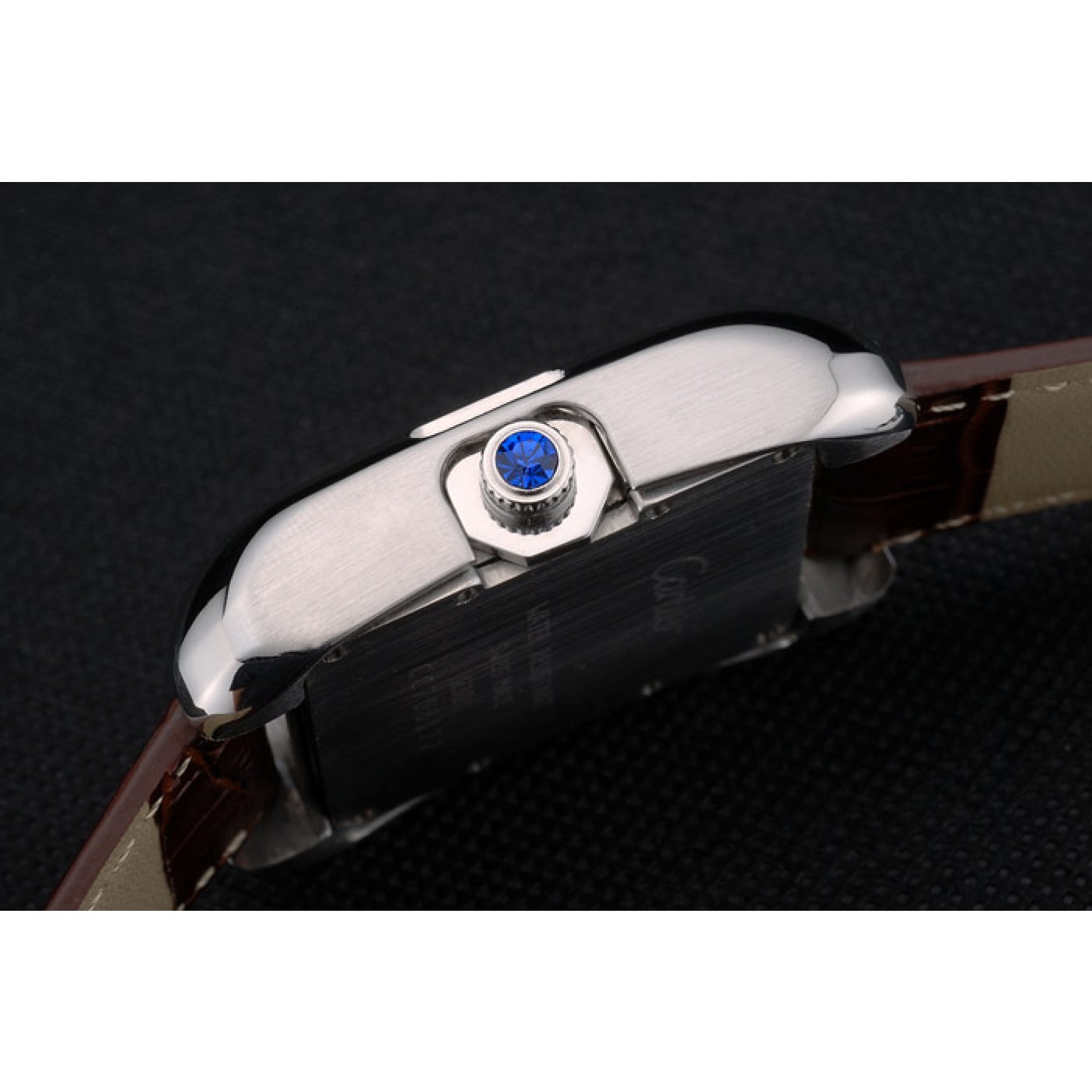 MiroTime Cartier Tank Anglaise 36mm White Dial Stainless Steel Case Brown Leather Bracelet