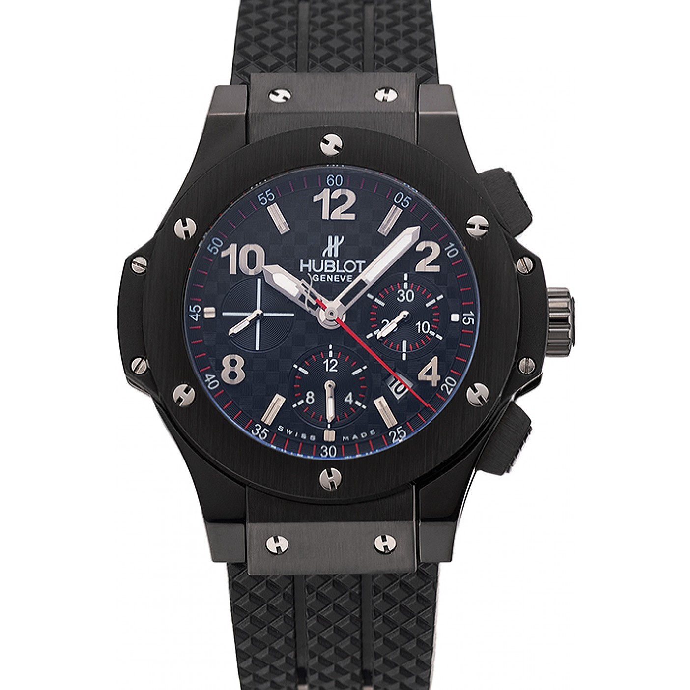 MiroTime Swiss Hublot Big Bang Carbon Effect Dial Black Case Black Rubber Bracelet 1453902