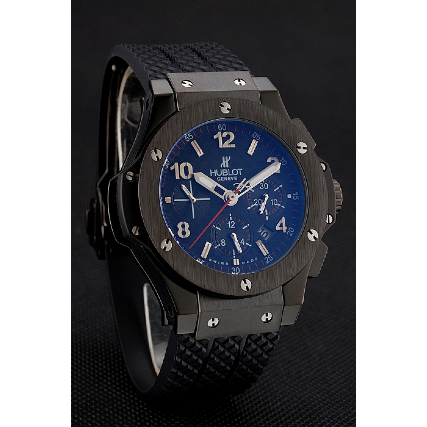 MiroTime Swiss Hublot Big Bang Carbon Effect Dial Black Case Black Rubber Bracelet 1453902