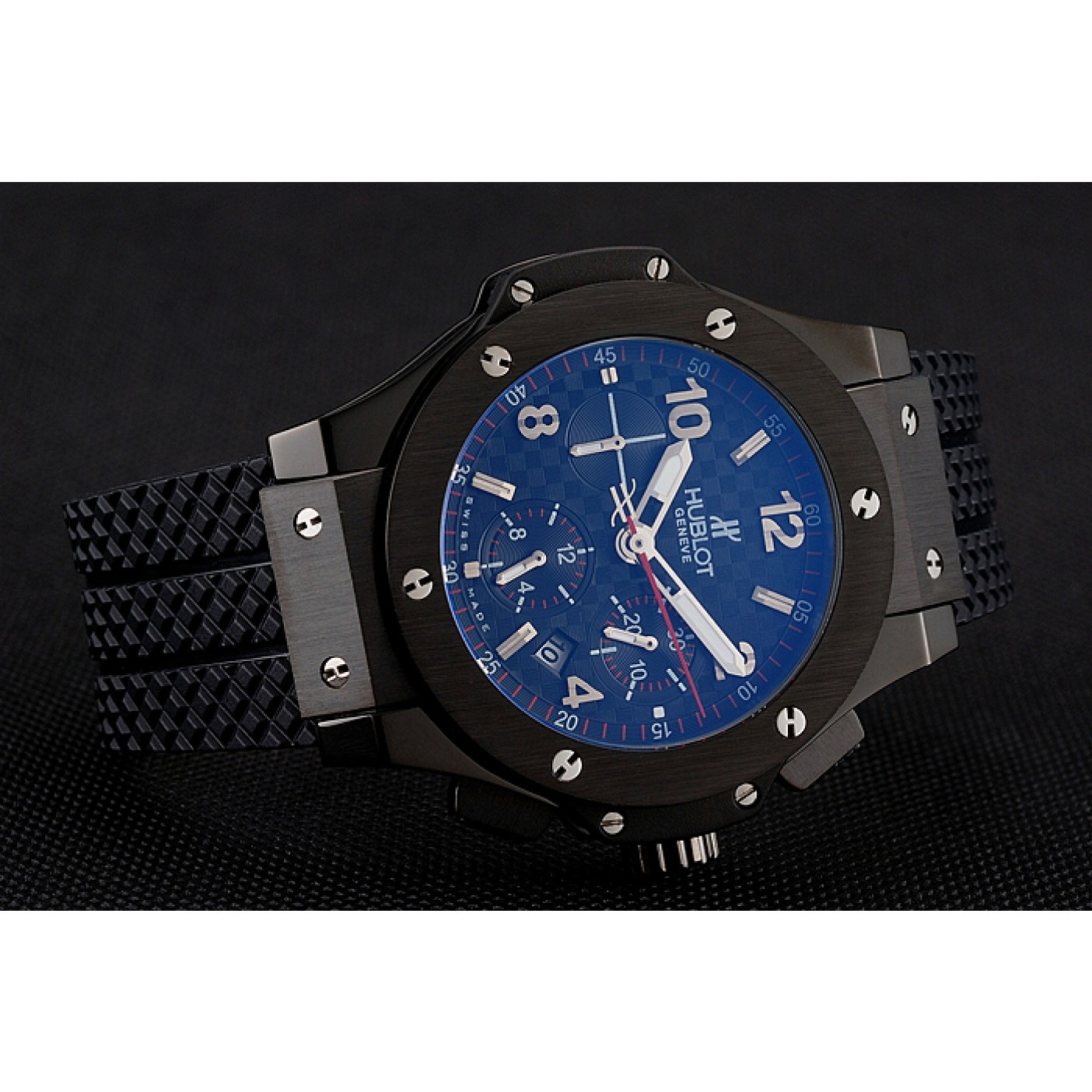 MiroTime Swiss Hublot Big Bang Carbon Effect Dial Black Case Black Rubber Bracelet 1453902