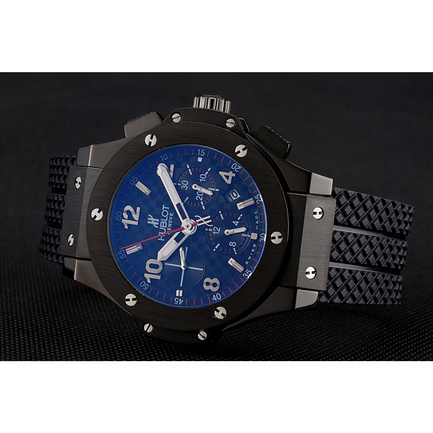 MiroTime Swiss Hublot Big Bang Carbon Effect Dial Black Case Black Rubber Bracelet 1453902