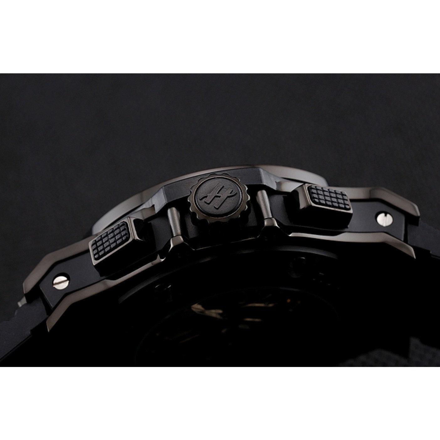 MiroTime Swiss Hublot Big Bang Carbon Effect Dial Black Case Black Rubber Bracelet 1453902