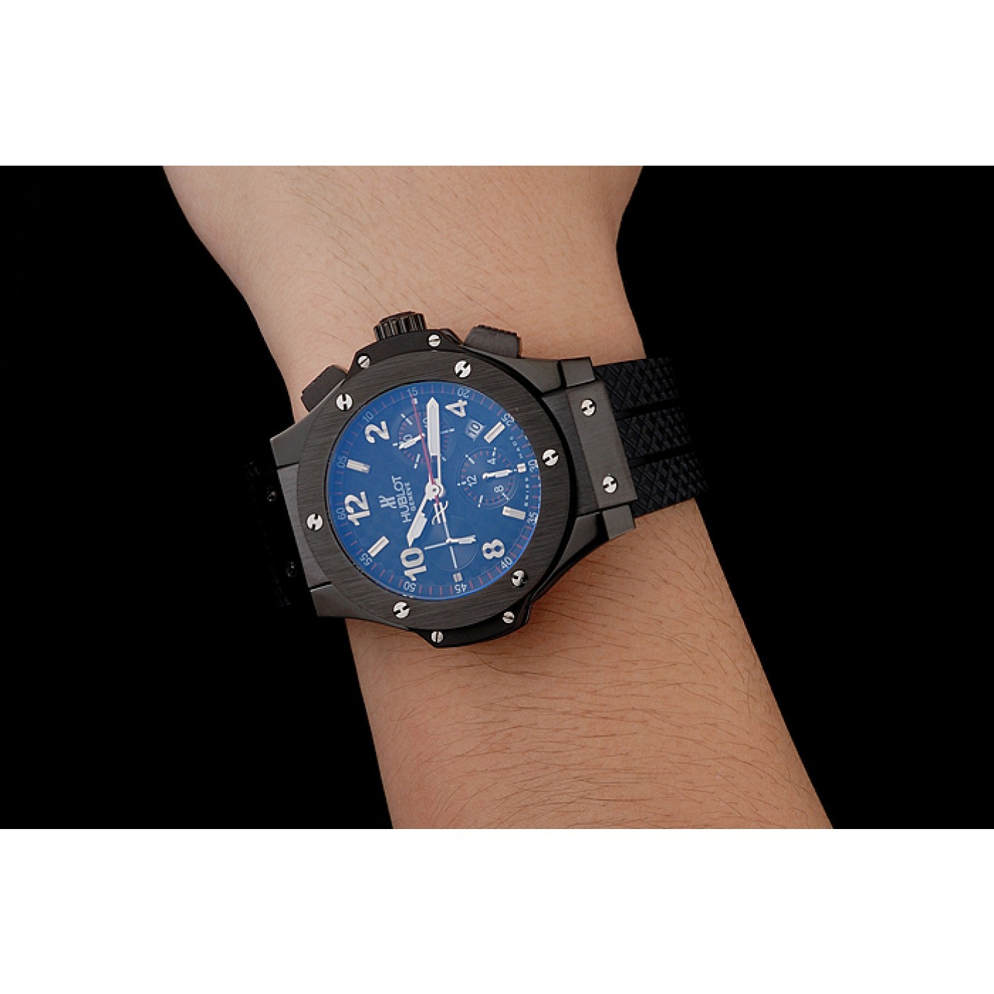 MiroTime Swiss Hublot Big Bang Carbon Effect Dial Black Case Black Rubber Bracelet 1453902