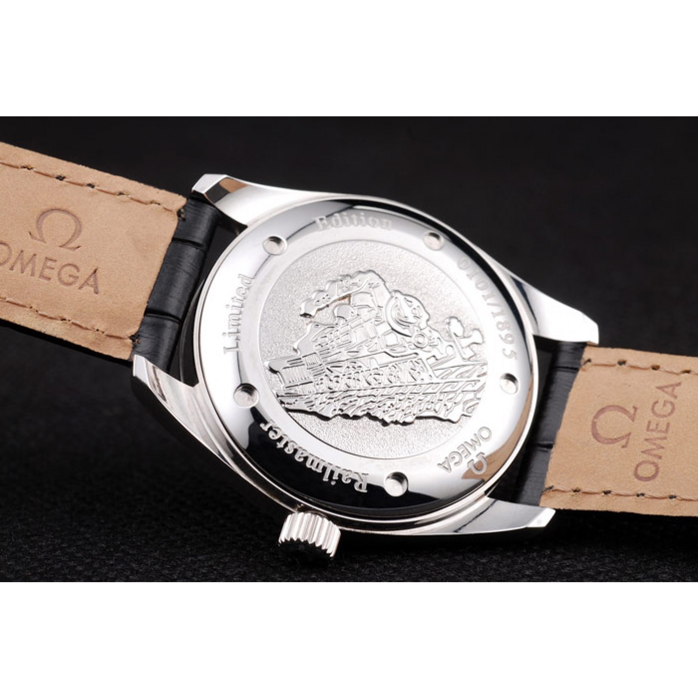 MiroTime Omega Swiss Seamaster Railmaster Black Strap Black Striped Dial