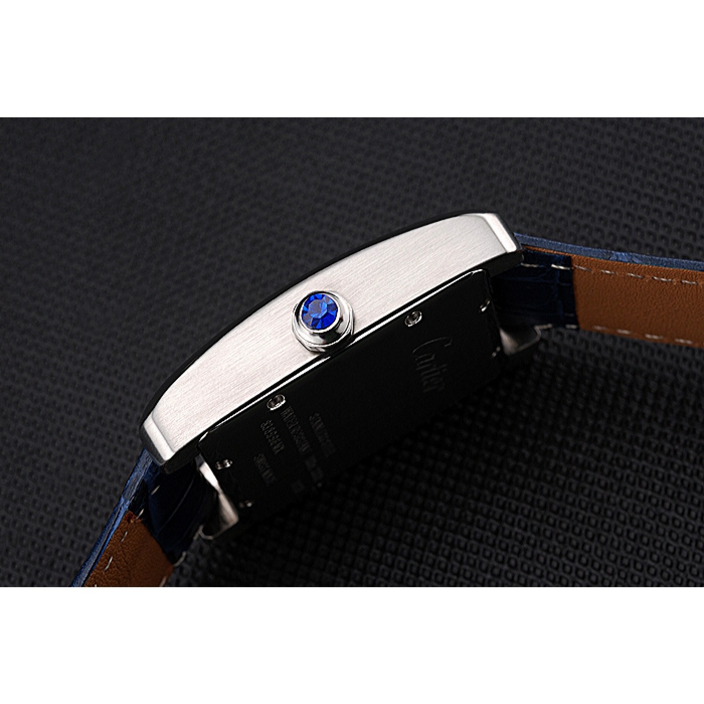 MiroTime Cartier Tank MC White Dial Stainless Steel Case Blue Leather Strap 622575