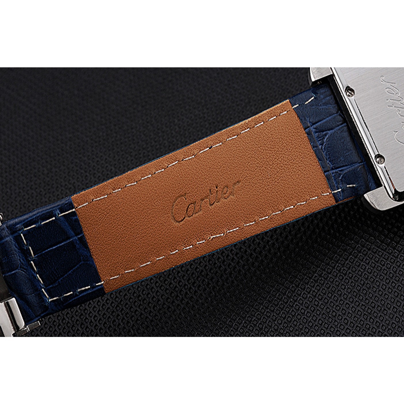 MiroTime Cartier Tank MC White Dial Stainless Steel Case Blue Leather Strap 622575