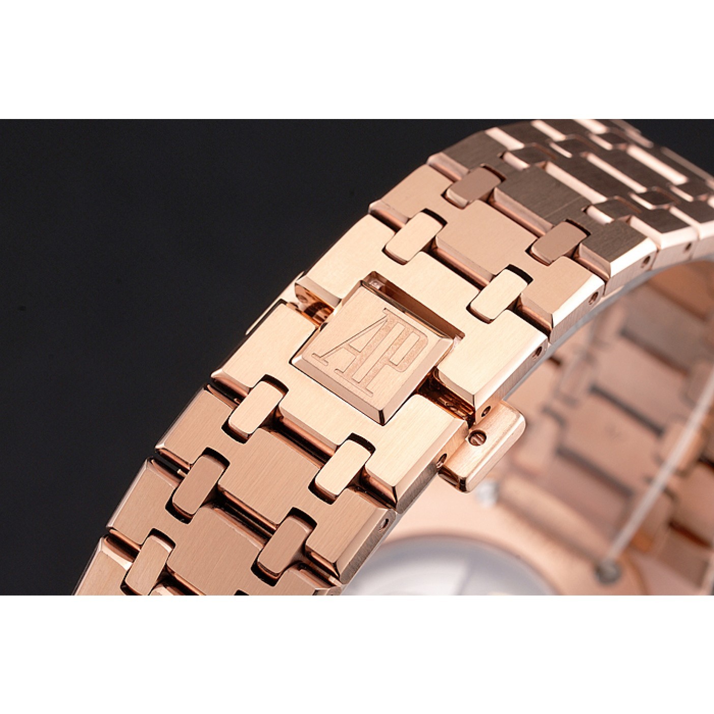 MiroTime Swiss Audemars Piguet Royal Oak Black Dial Rose Gold Case And Bracelet