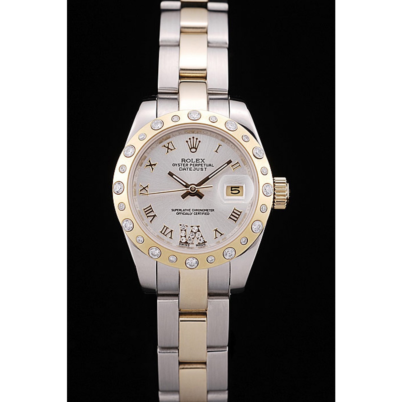 MiroTime Rolex DateJust Brushed Stainless Steel Case White Dial Diamond Plated