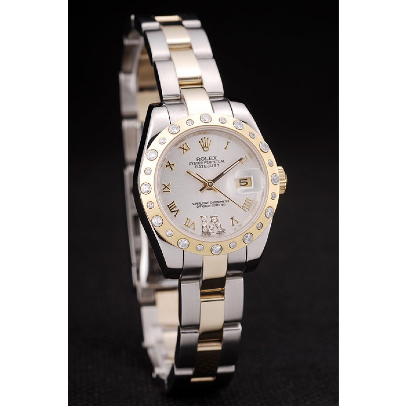 MiroTime Rolex DateJust Brushed Stainless Steel Case White Dial Diamond Plated