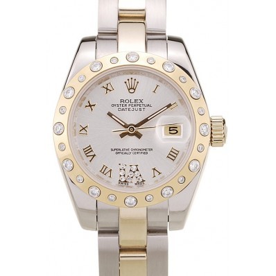 MiroTime Rolex DateJust Brushed Stainless Steel Case White Dial Diamond Plated