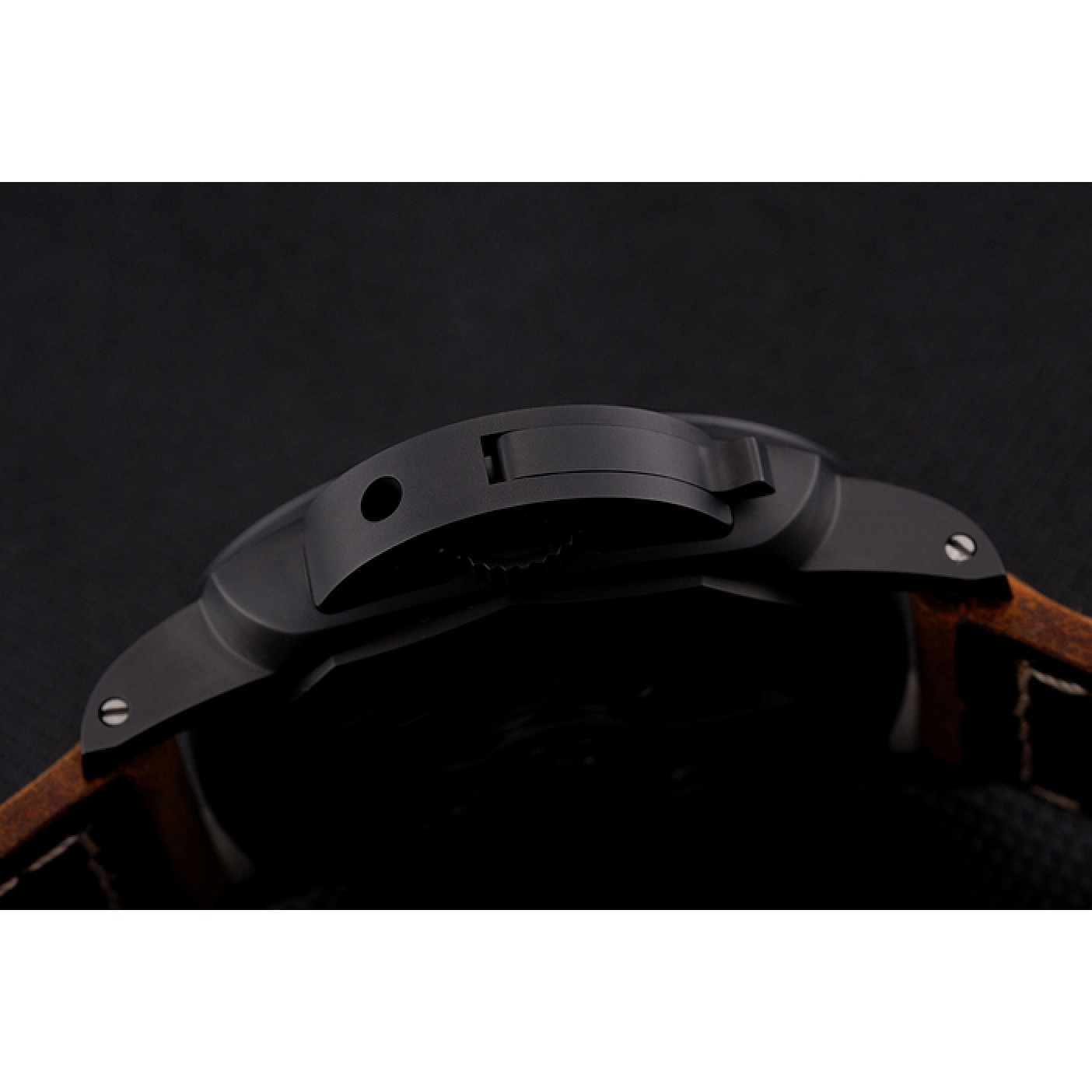 MiroTime Swiss Panerai Luminor GMT Ceraica Black Dial Black Case Brown Leather Strap