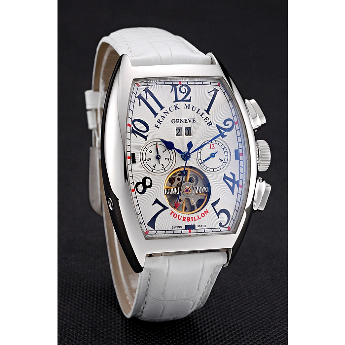 MiroTime Franck Muller Casablanca White Croco Leather Strap White Dial 80281