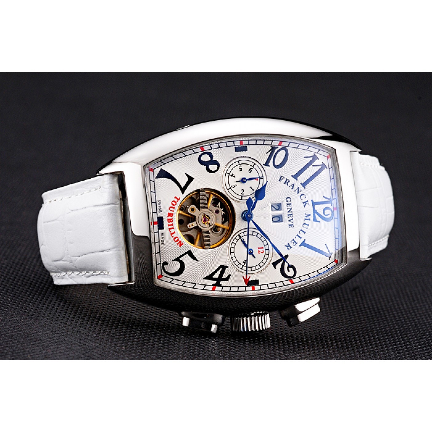 MiroTime Franck Muller Casablanca White Croco Leather Strap White Dial 80281