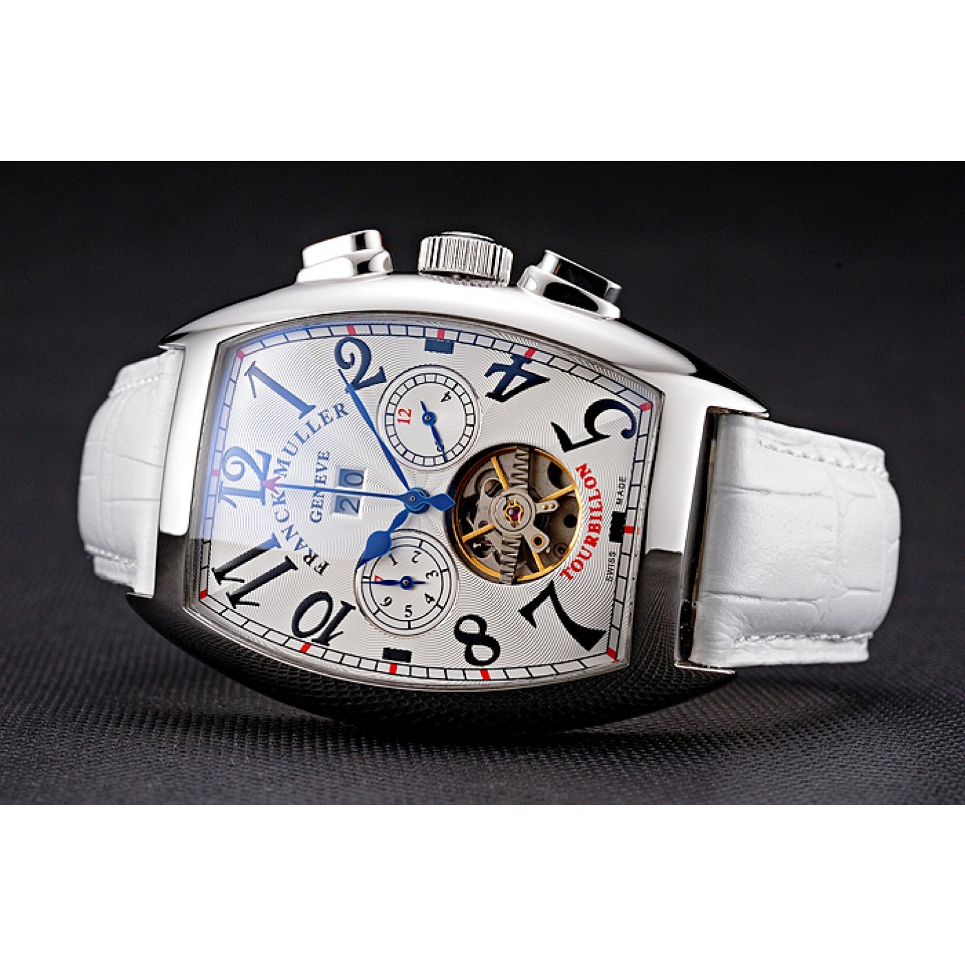 MiroTime Franck Muller Casablanca White Croco Leather Strap White Dial 80281