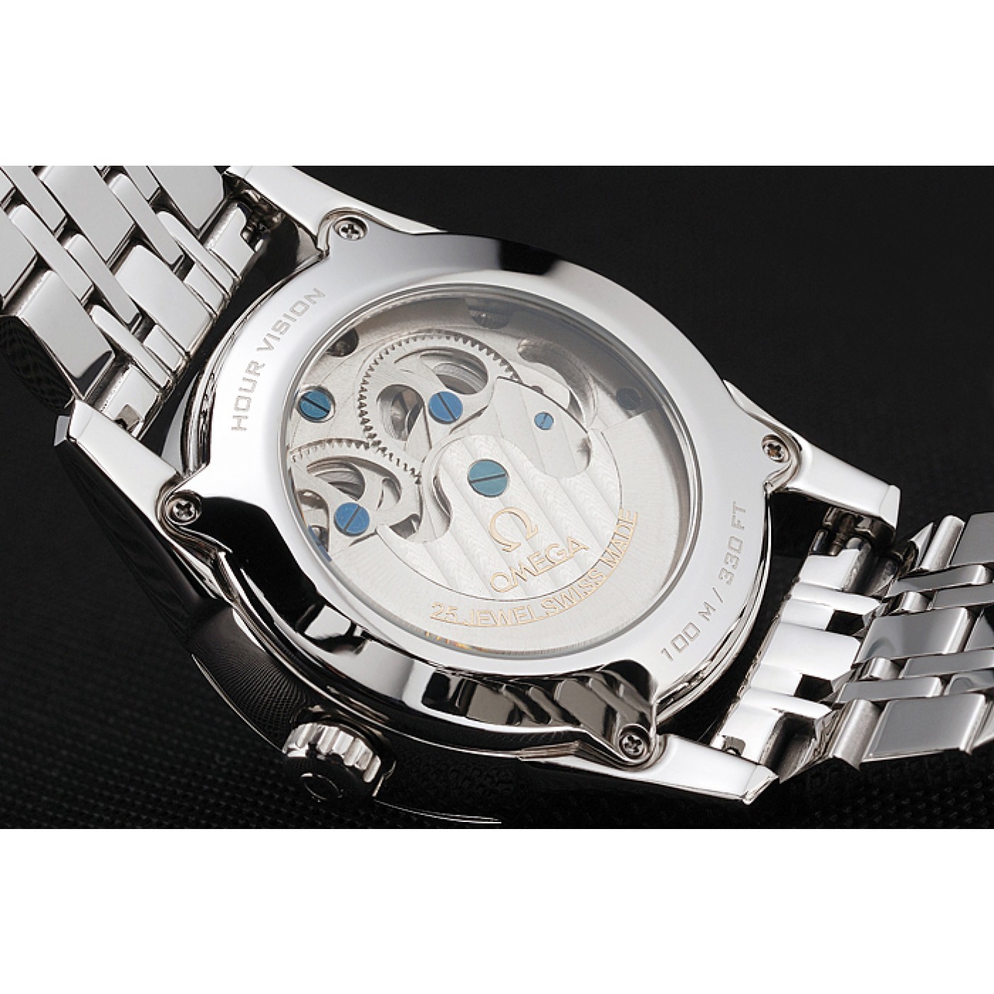 MiroTime Omega De Ville Moonphase Tourbillon White Dial Stainless Steel Case Two Tone Steel Blue Bracelet