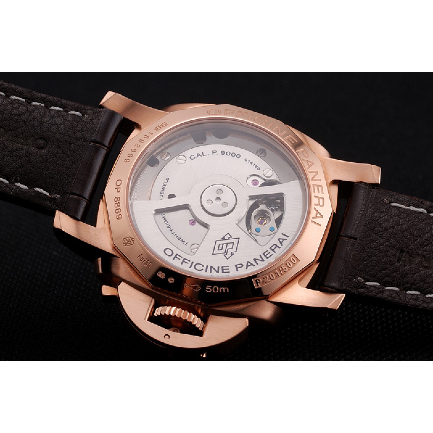 MiroTime Swiss Panerai Luminor Marina 1950 3 Days Oro Rosso Brown Dial Rose Gold Case Brown Leather Strap