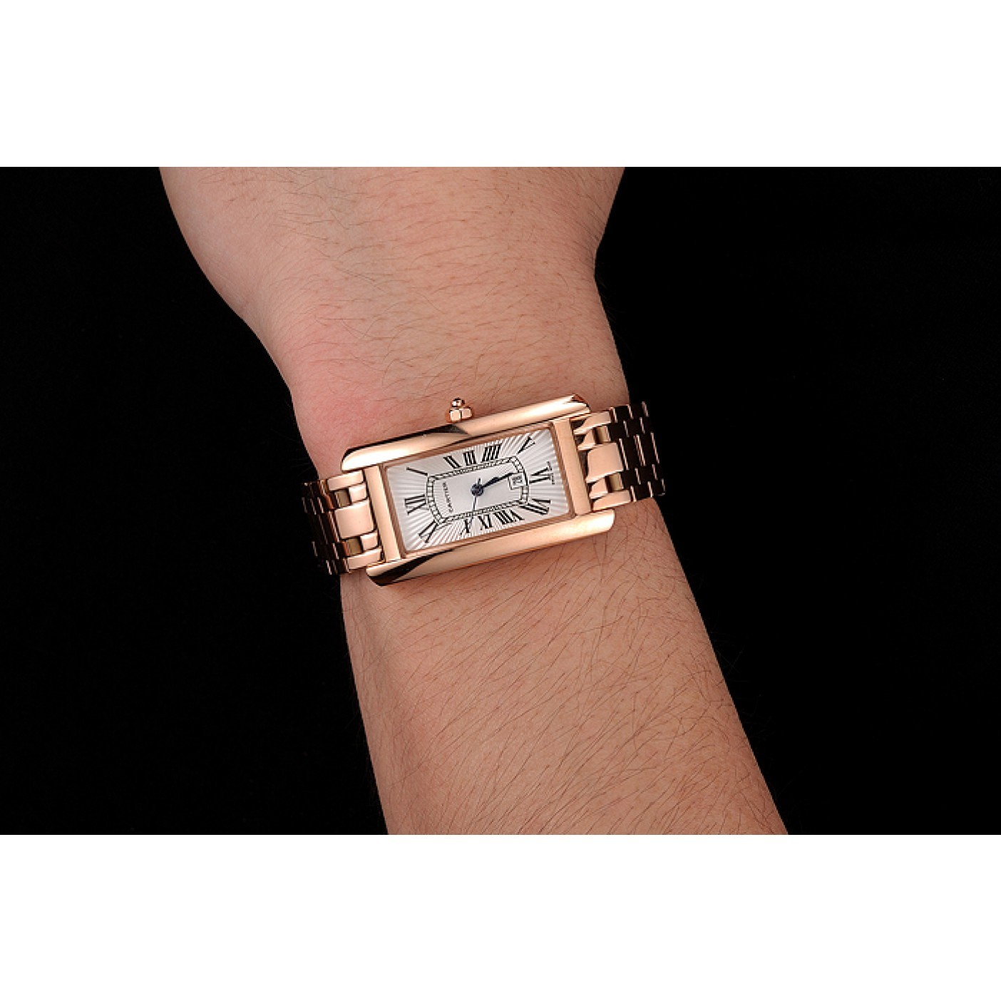 MiroTime Cartier Tank Americaine White Dial Rose Gold Case And Bracelet 1453780