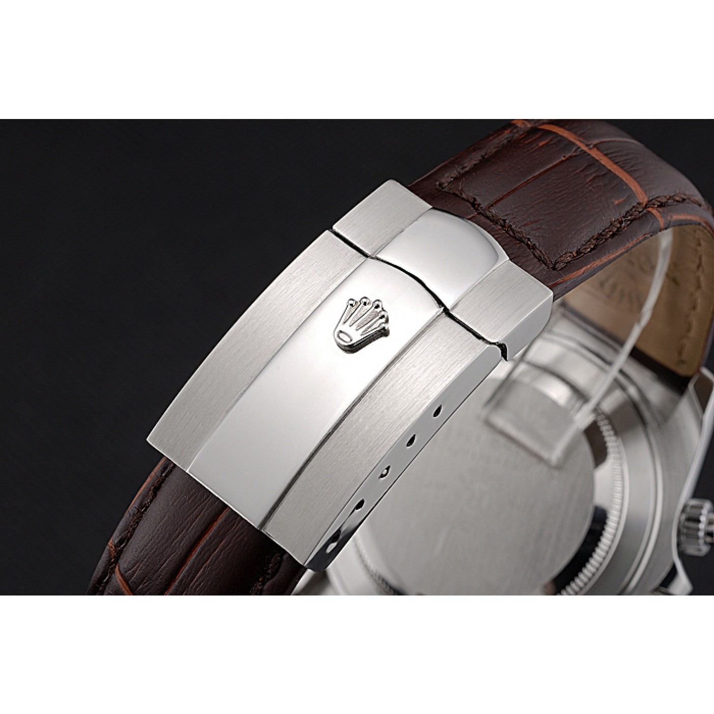 MiroTime Rolex Cosmograph Daytona Stainless Steel Case White Dial Brown Leather Bracelet 622631