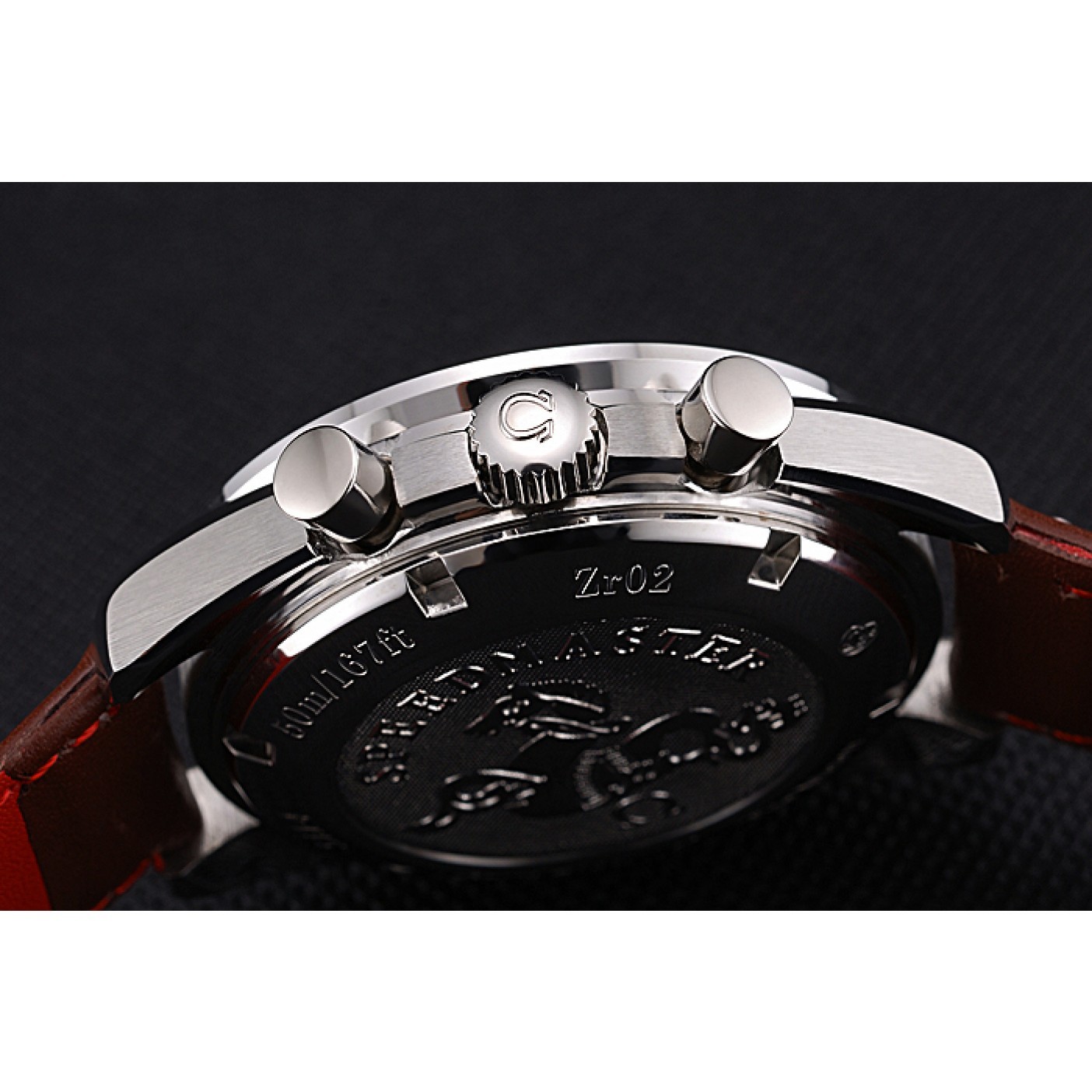 MiroTime Omega Speedmaster Black Dial Stainless Steel Case Brown Leather Strap 622806