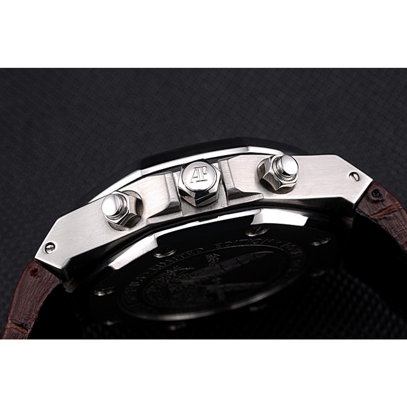 MiroTime Swiss Audemars Piguet Royal Oak Chronograph White Dial Stainless Steel Case Brown Leather Strap 622864