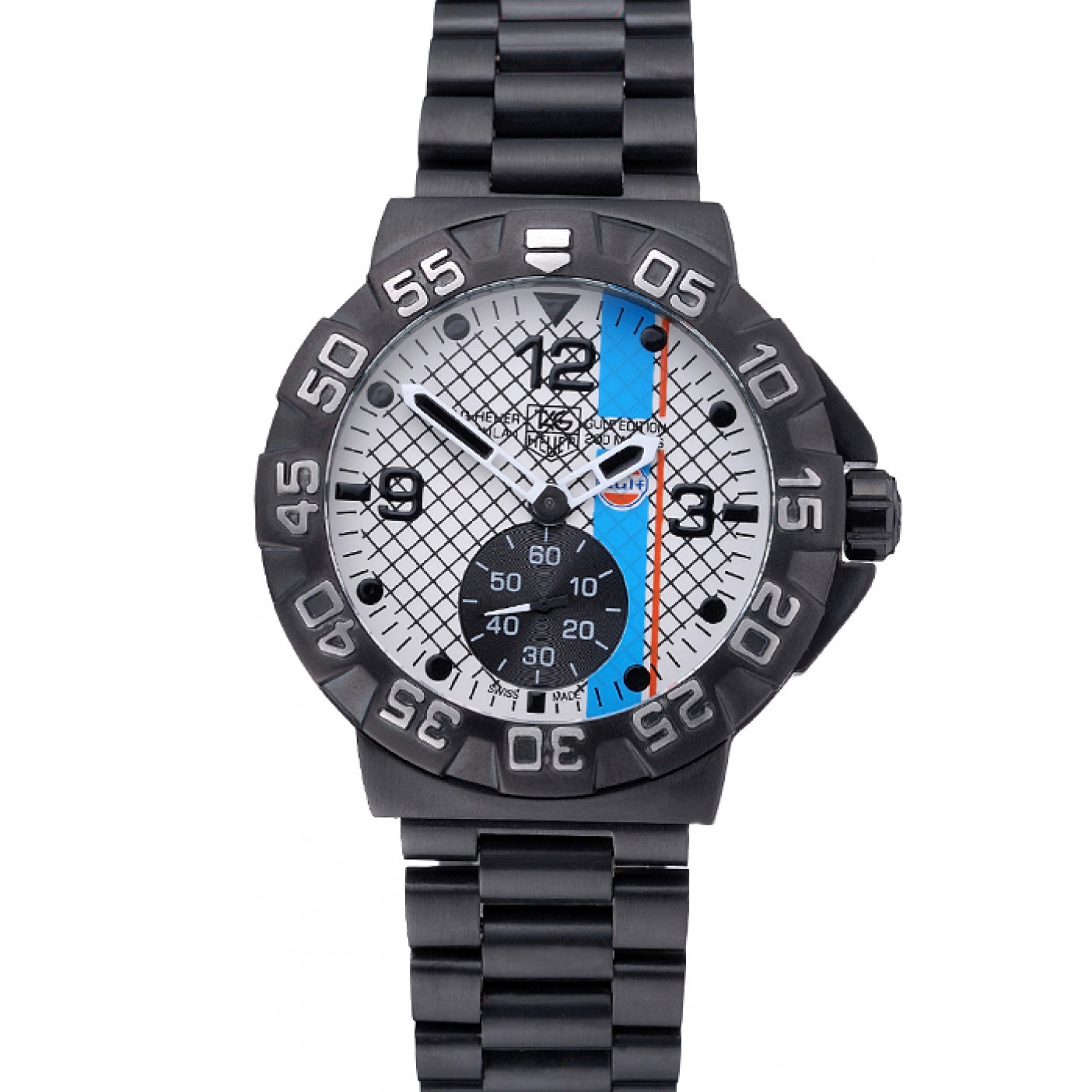 MiroTime Tag Heuer Formula One Special Gulf Edition White And Blue Dial Ion Plated Steinless Steel Bracelet 622289