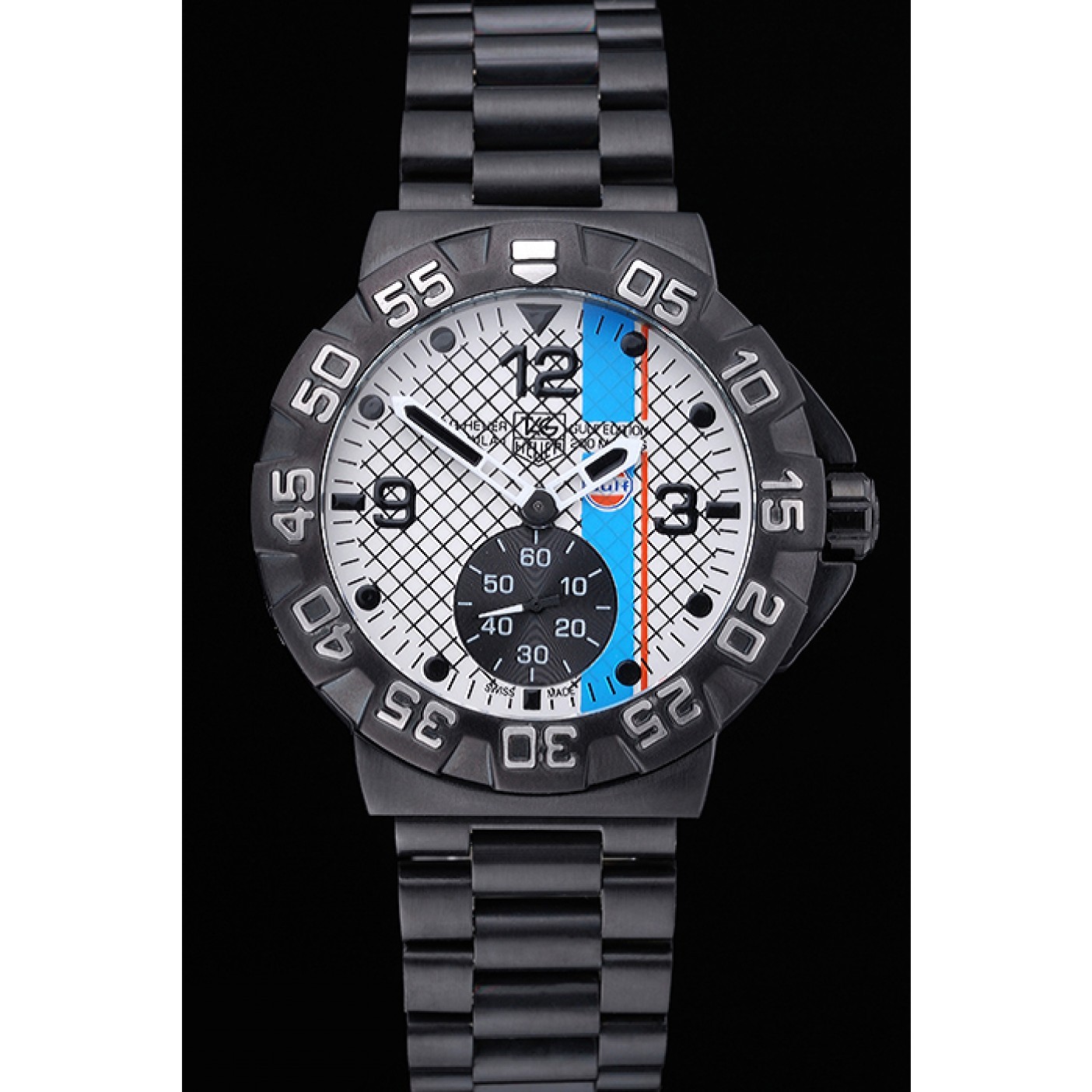 MiroTime Tag Heuer Formula One Special Gulf Edition White And Blue Dial Ion Plated Steinless Steel Bracelet 622289
