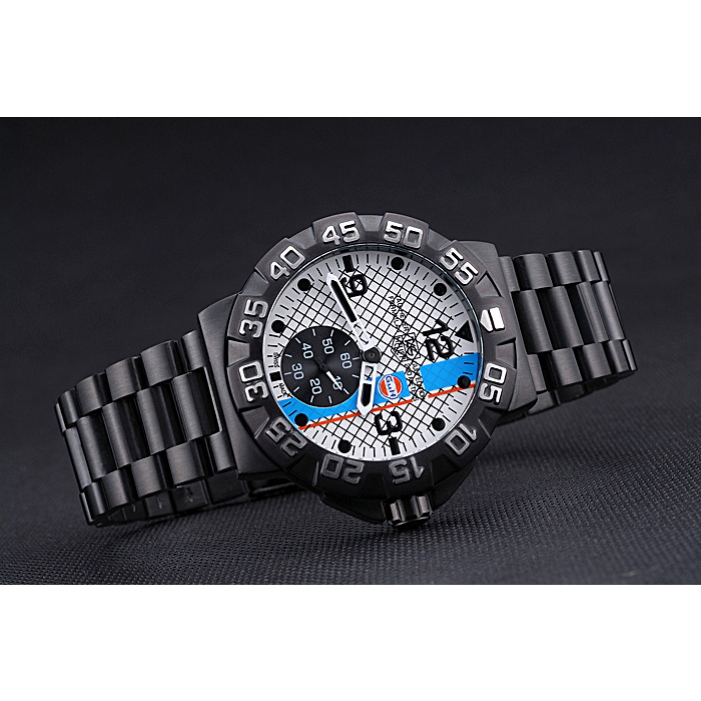MiroTime Tag Heuer Formula One Special Gulf Edition White And Blue Dial Ion Plated Steinless Steel Bracelet 622289
