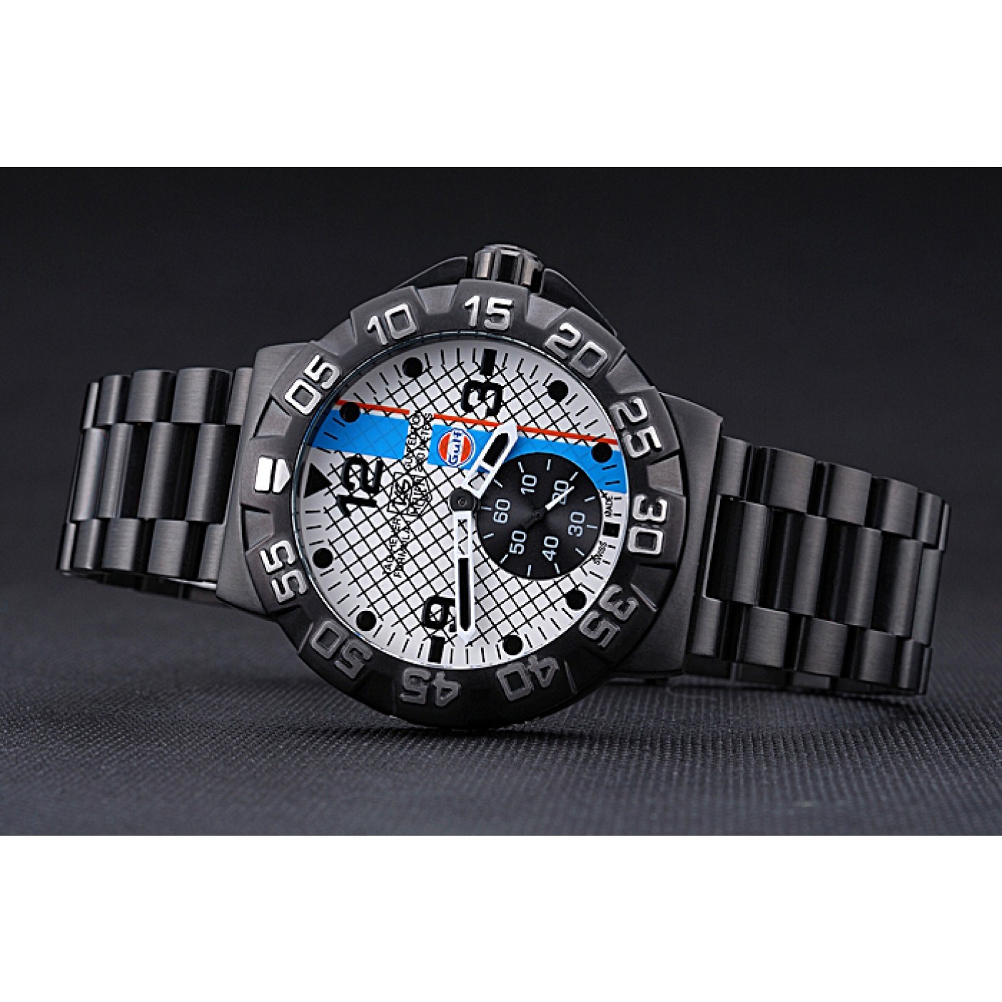 MiroTime Tag Heuer Formula One Special Gulf Edition White And Blue Dial Ion Plated Steinless Steel Bracelet 622289