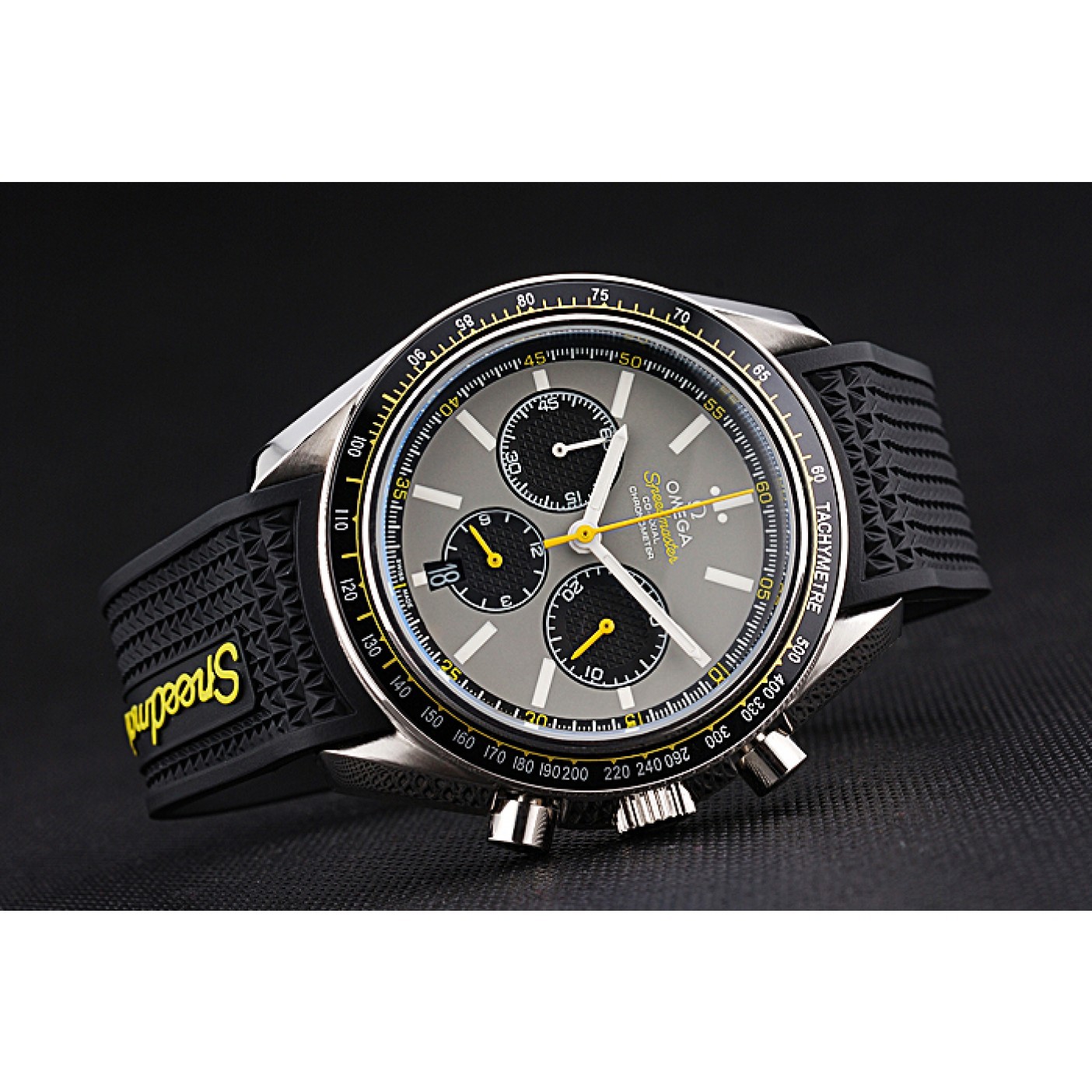 MiroTime Omega Speedmaster Racing Chronograph Grey Dial Rubber Bracelet 622540