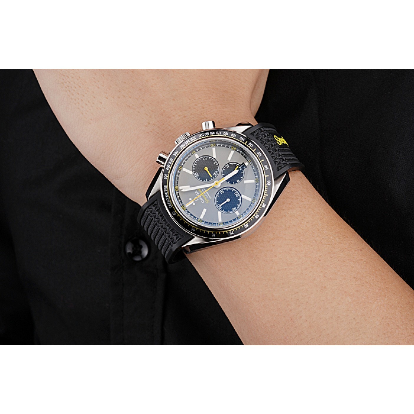 MiroTime Omega Speedmaster Racing Chronograph Grey Dial Rubber Bracelet 622540