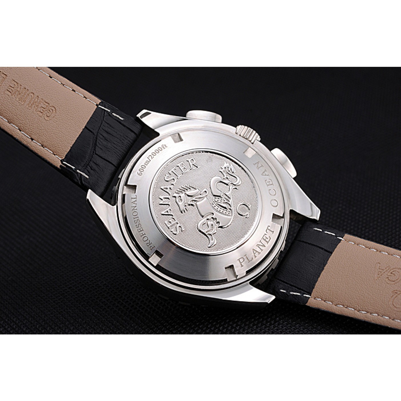 MiroTime Omega Seamaster Aqua Terra Chrono GMT Black Dial Black Leather Bracelet 622535