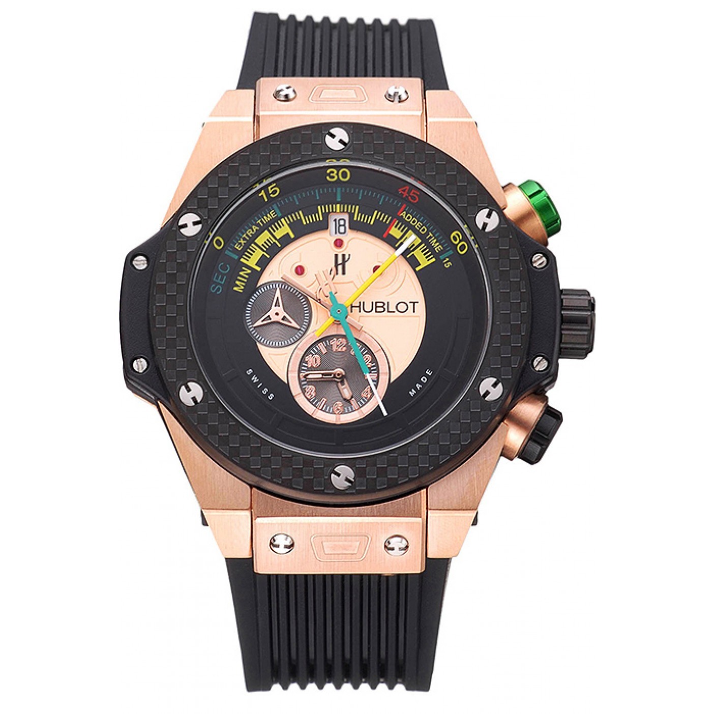 MiroTime Hublot Big Bang Unico Bi-Retrograde Chrono King Gold Case Black Rubber Strap 622772