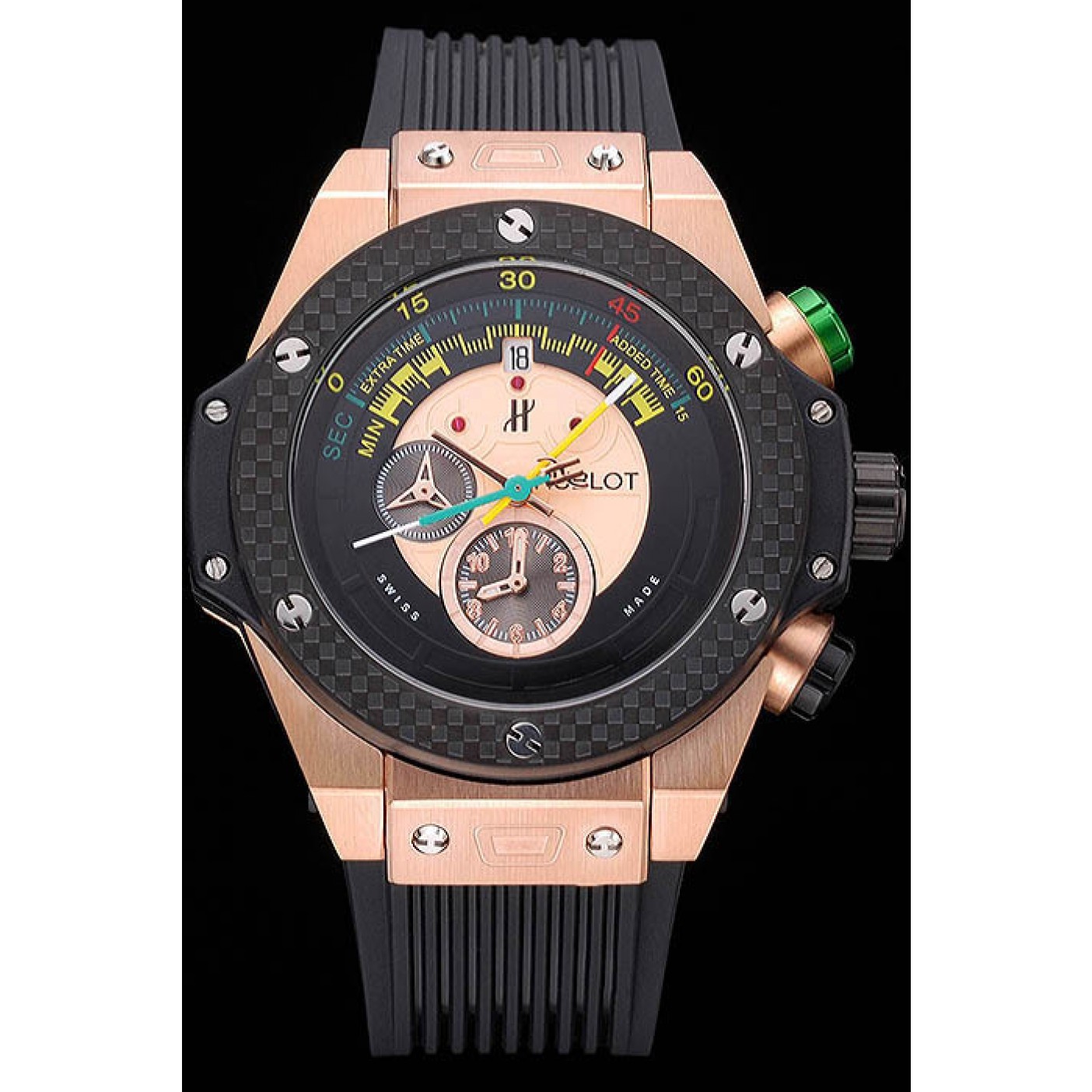 MiroTime Hublot Big Bang Unico Bi-Retrograde Chrono King Gold Case Black Rubber Strap 622772