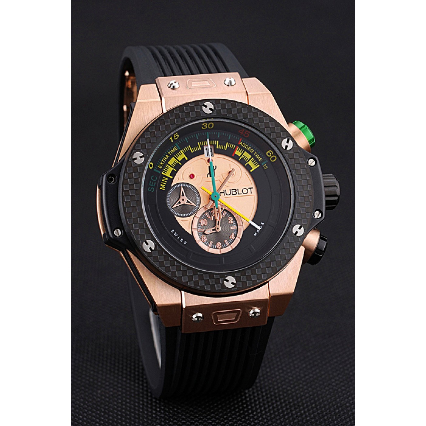 MiroTime Hublot Big Bang Unico Bi-Retrograde Chrono King Gold Case Black Rubber Strap 622772