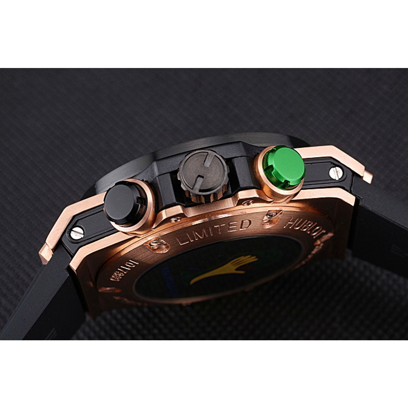 MiroTime Hublot Big Bang Unico Bi-Retrograde Chrono King Gold Case Black Rubber Strap 622772