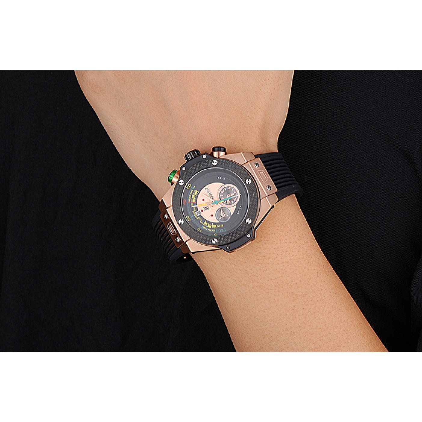 MiroTime Hublot Big Bang Unico Bi-Retrograde Chrono King Gold Case Black Rubber Strap 622772