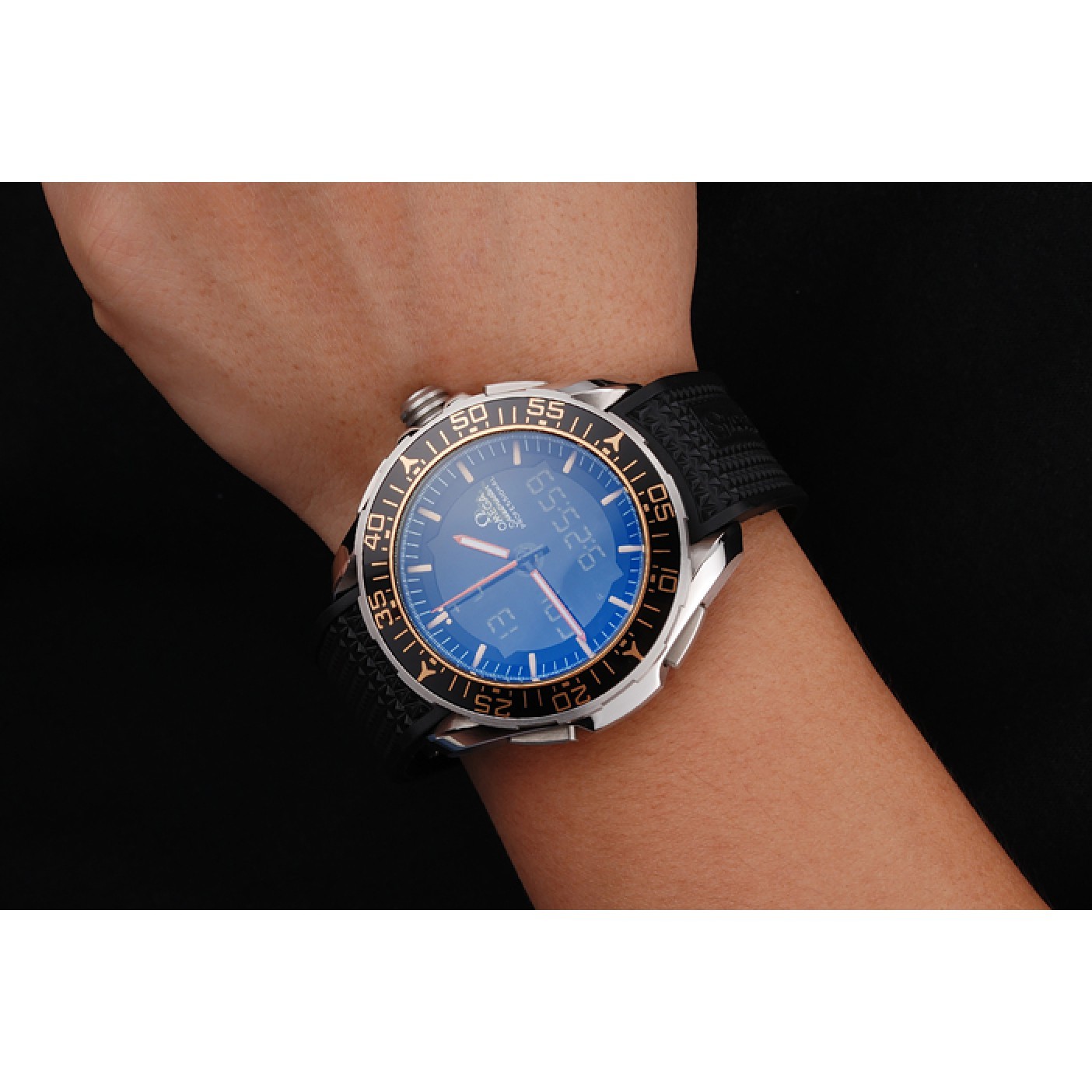 MiroTime Omega Speedmaster Skywalker X-33 Black Dial Orange On Black Bezel Stainless Steel Case Black Rubber Strap