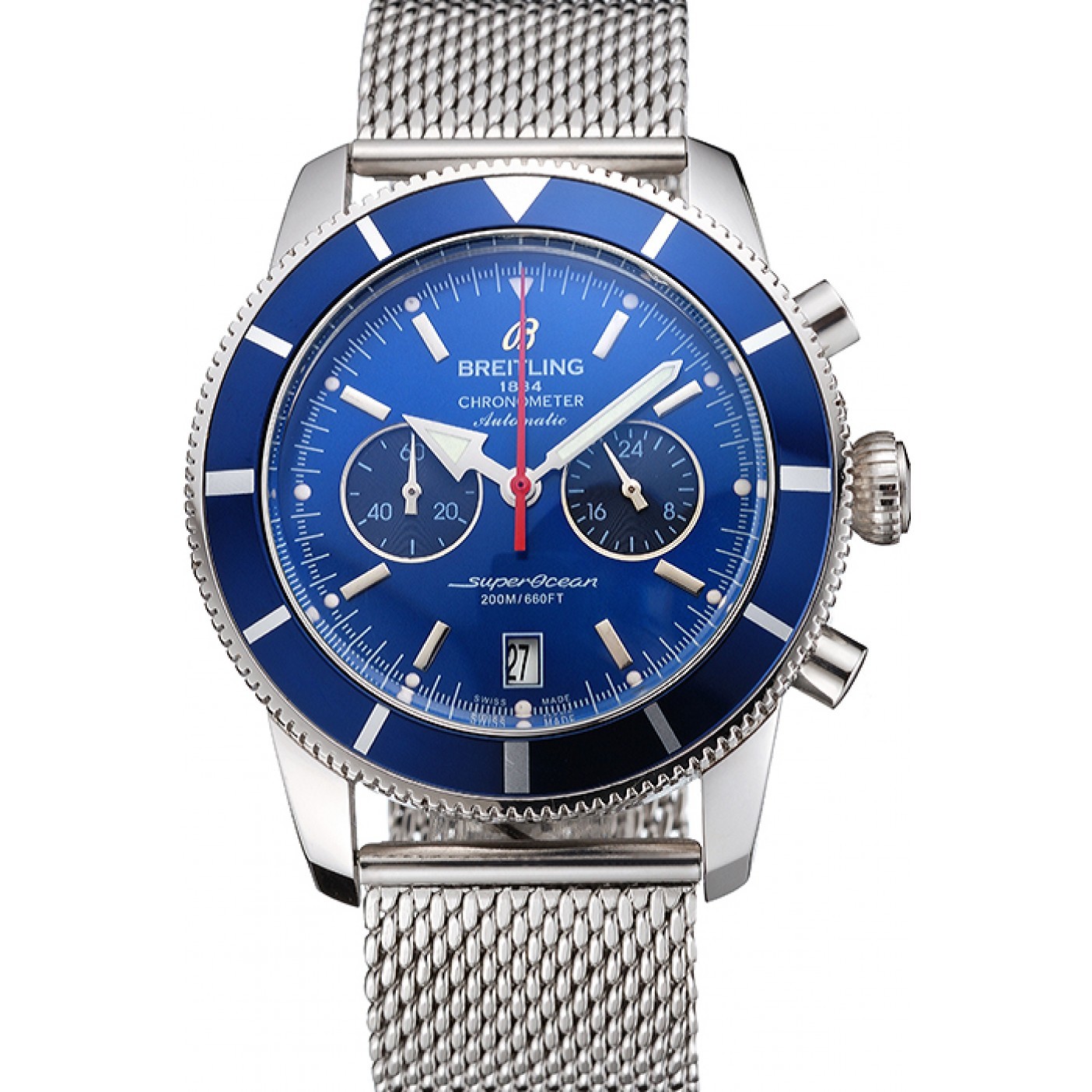 MiroTime Breitling Superocean Heritage Chronographe 44 Blue Dial And Bezel Stainless Steel Case And Bracelet