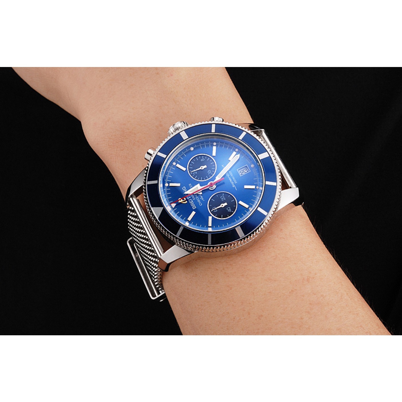 MiroTime Breitling Superocean Heritage Chronographe 44 Blue Dial And Bezel Stainless Steel Case And Bracelet