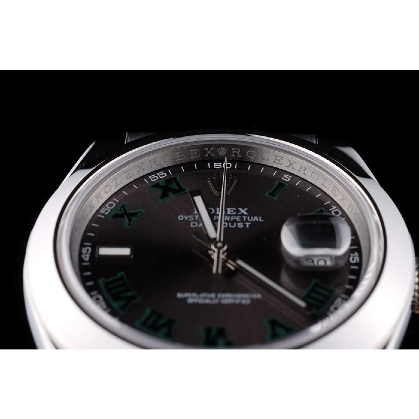 MiroTime Rolex Swiss DateJust Polished Stainless Steel Bezel Grey Dial 42000