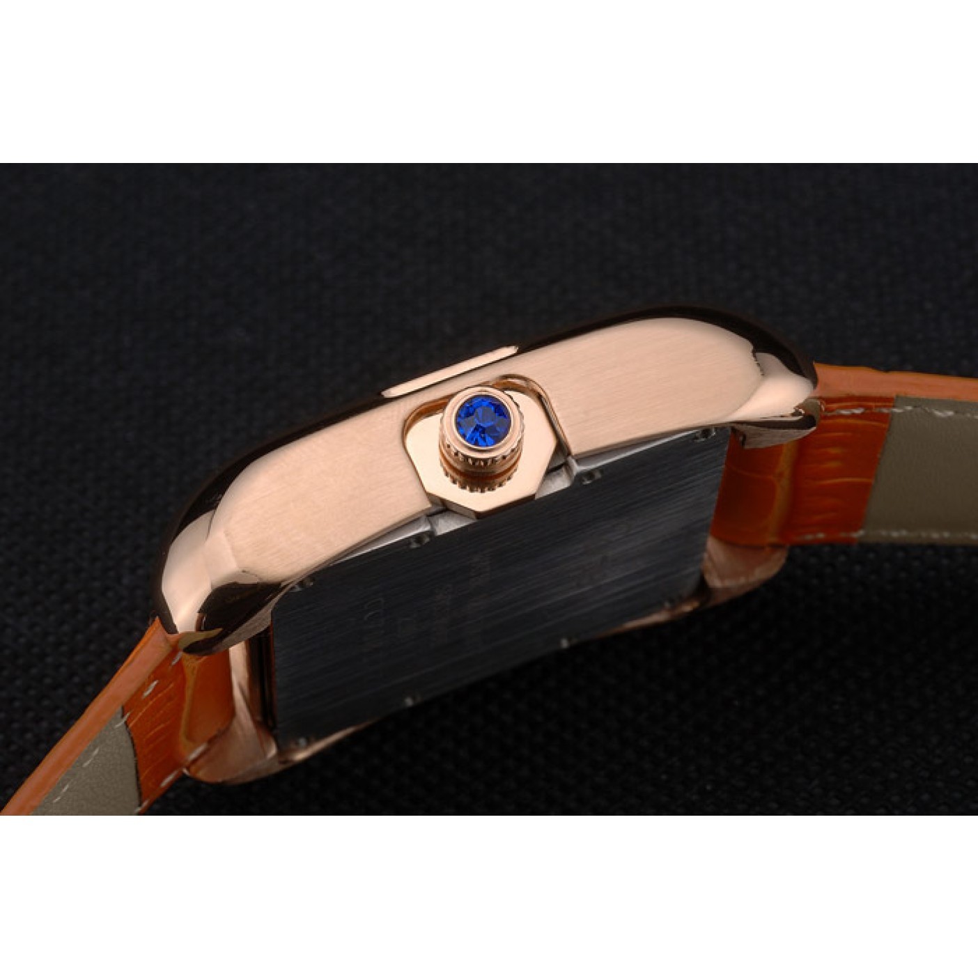 MiroTime Cartier Tank Anglaise 36mm White Dial Gold Case Orange Leather Bracelet