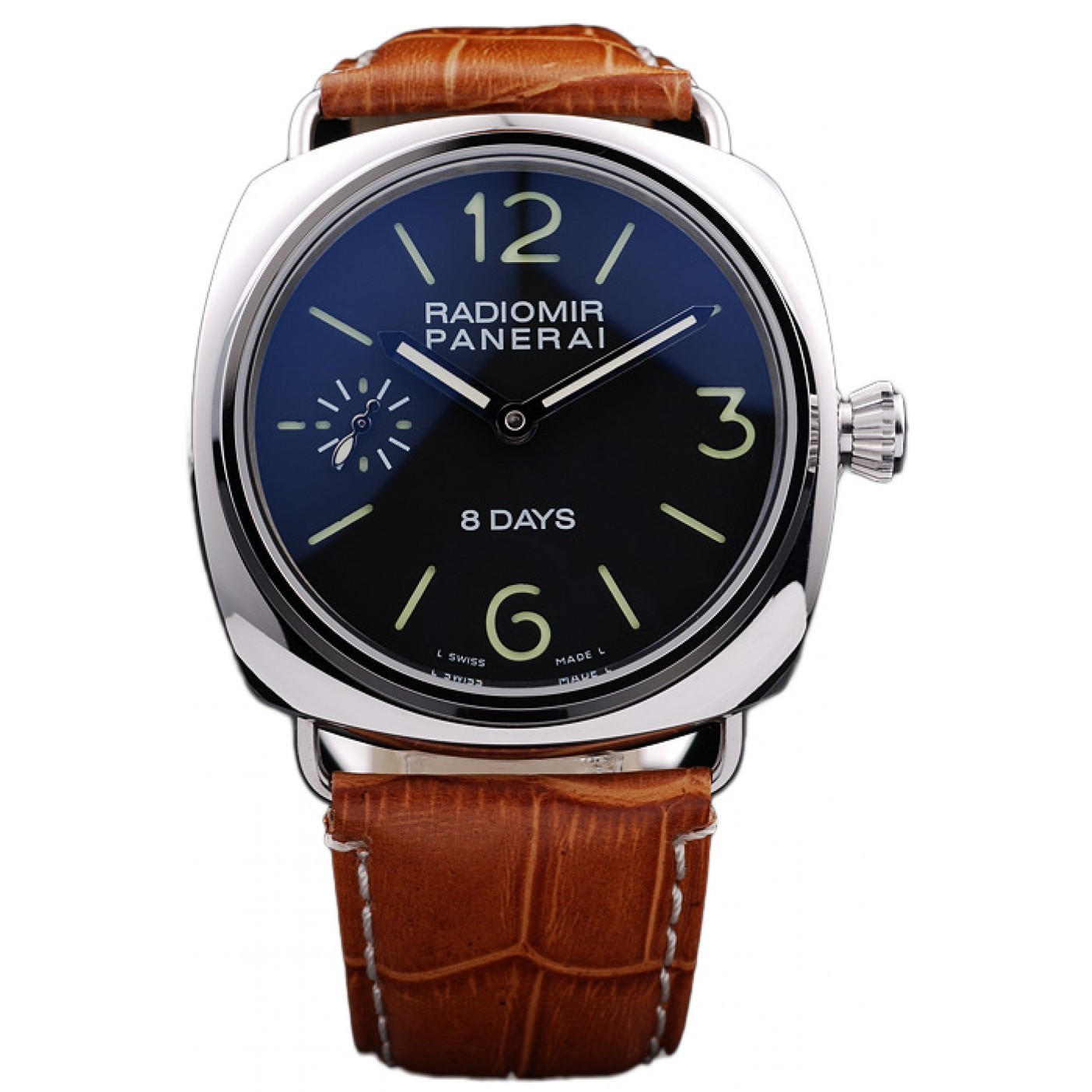 MiroTime Panerai Radiomir 8 Days Black Dial Brown Leather Bracelet